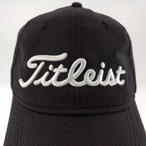 TITLEIST Baseball Hat Adult Black Crest‎ International Logo Adjustable Polyester - Picture 2 of 9